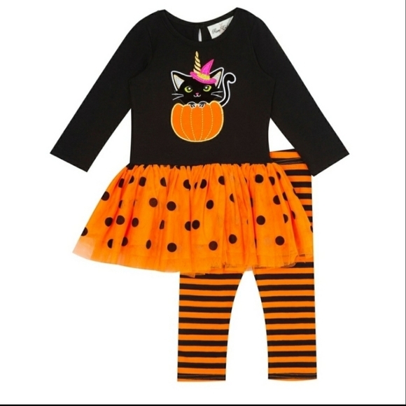 Counting Daises Black Cat Polka Dot Tutu Legging Set - Size 18M - Picture 1 of 12